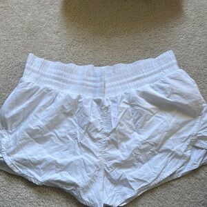 White Elastic Waist Shorts